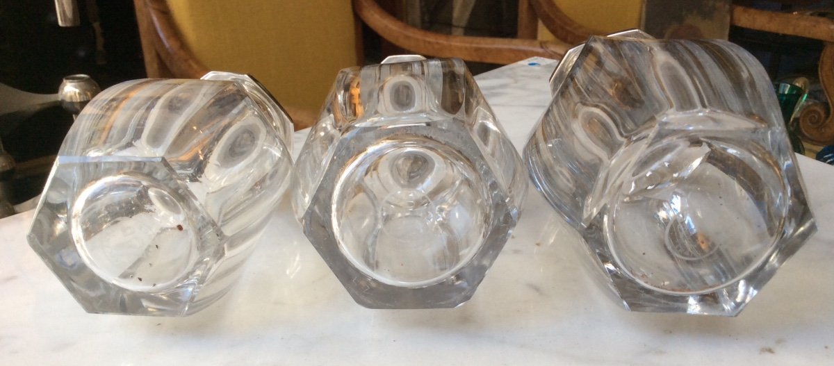 Baccarat, Ensemble De Toilette, 4 Flacons En Cristal Et Argent XXeme-photo-3