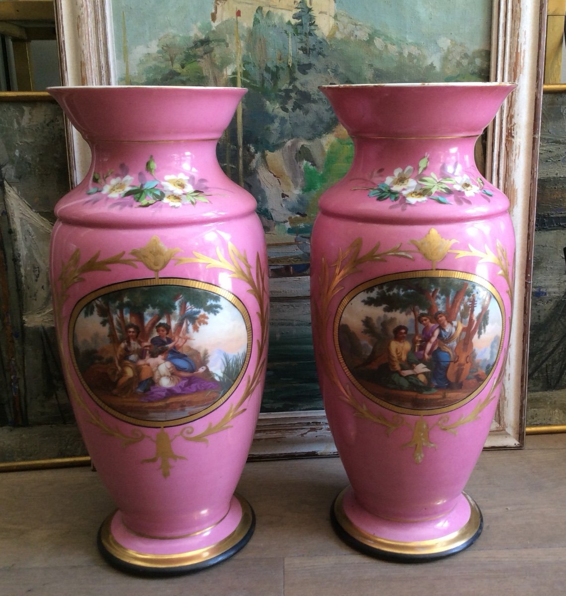 Pair Of XIXth Paris Porcelain Vases