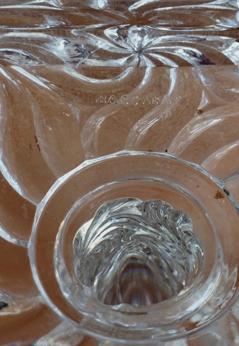Paire de Bougeoirs en cristal moulé Baccarat XIX-photo-3