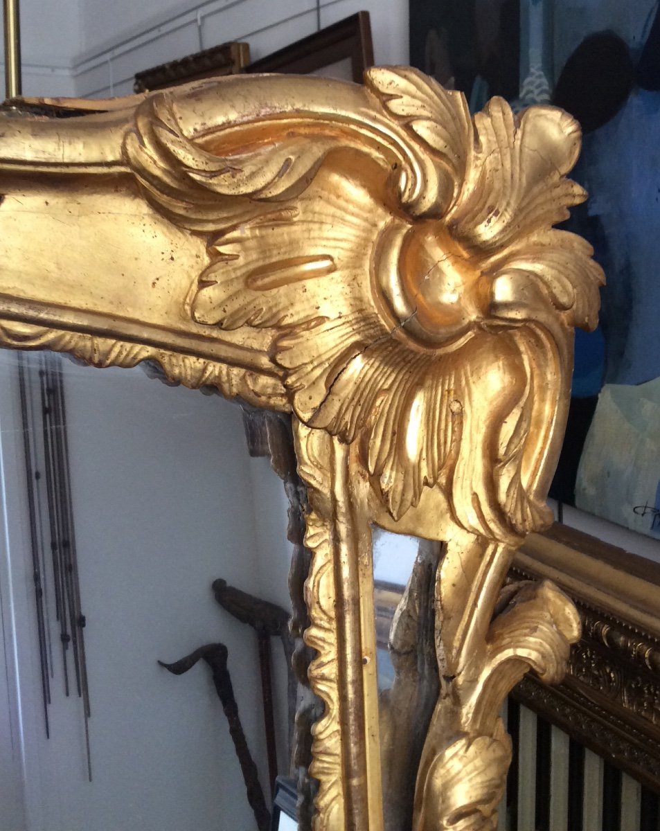 18th Century Louis XV Style Gilded Wood Mirror-photo-4