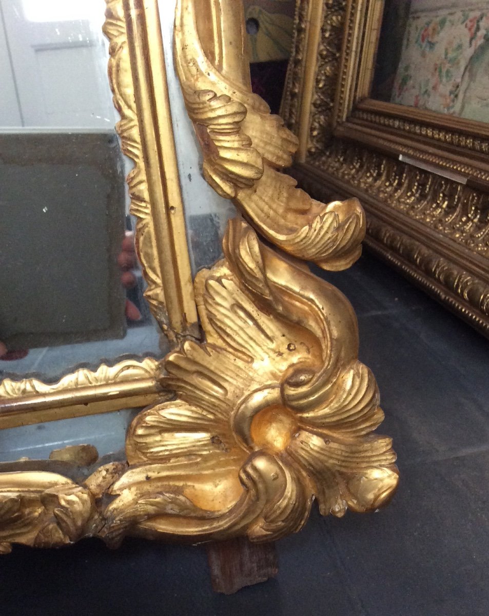 18th Century Louis XV Style Gilded Wood Mirror-photo-4