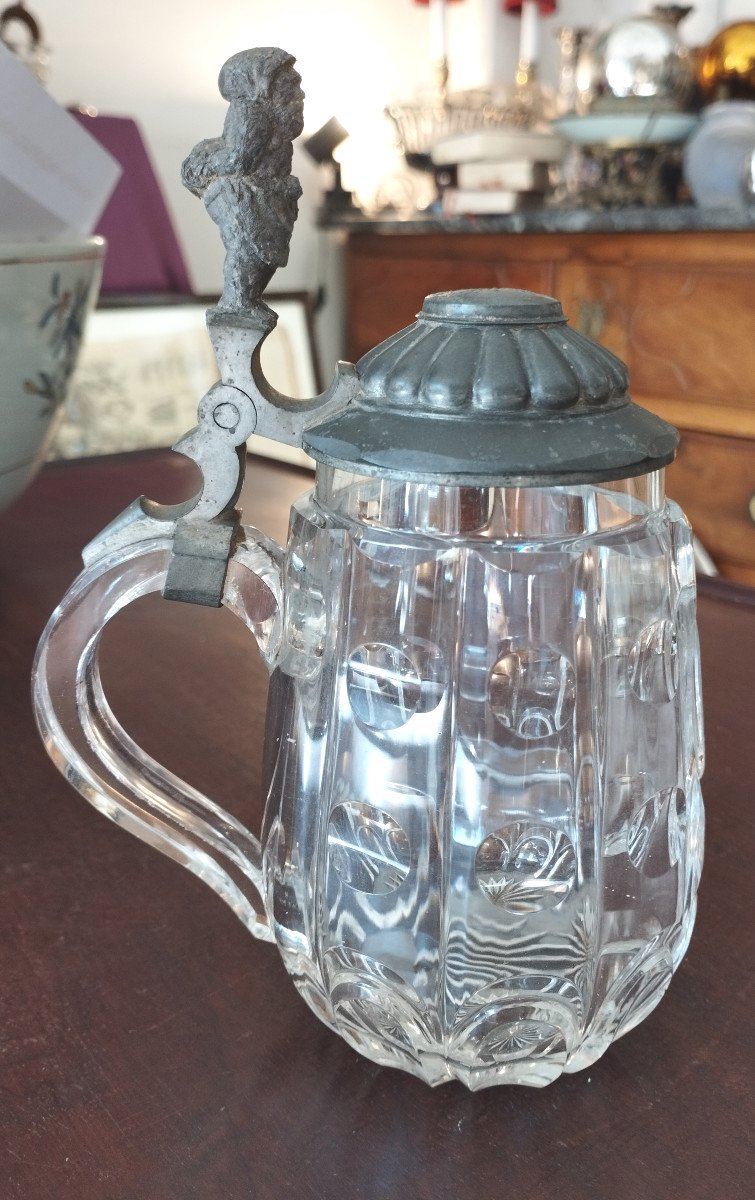 19th Century Crystal And Pewter Beer Mug