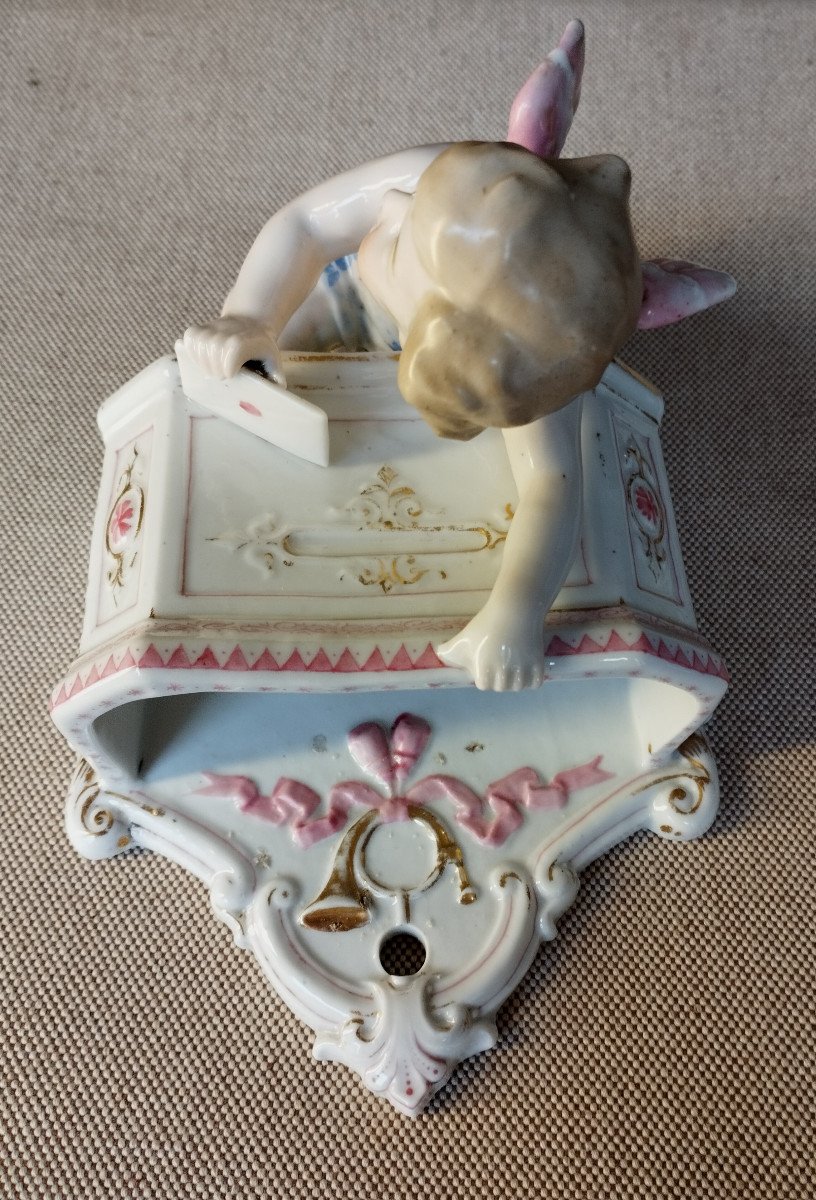Porcelaine Ange avec porte-lettres  Conta & Boehme Allemagne XIX-photo-2