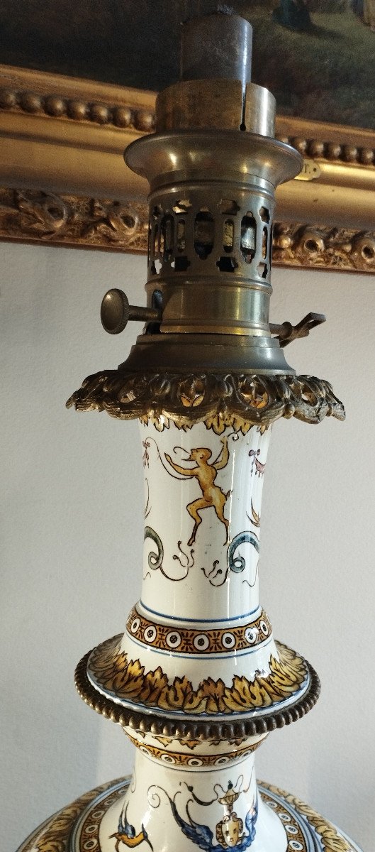 Paire de Lampes  en faience de Gien  XIX-photo-1