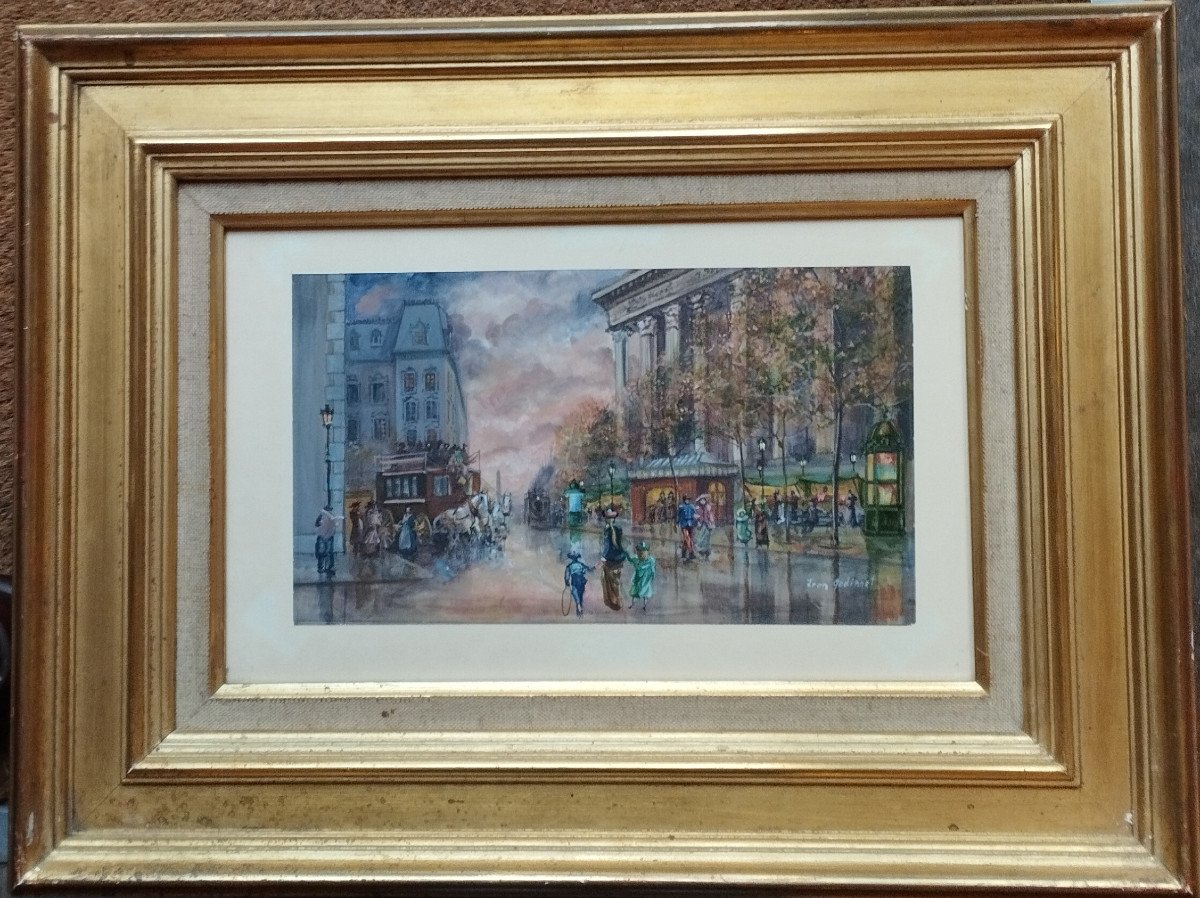 Léon Godinnet  Gouache " Vue De Paris " XX-photo-2