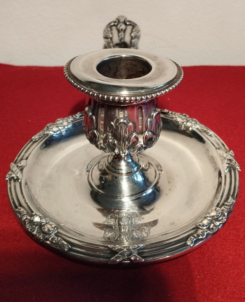 Goldsmith Veyrat XIX Silver Hand Candle Holder-photo-2