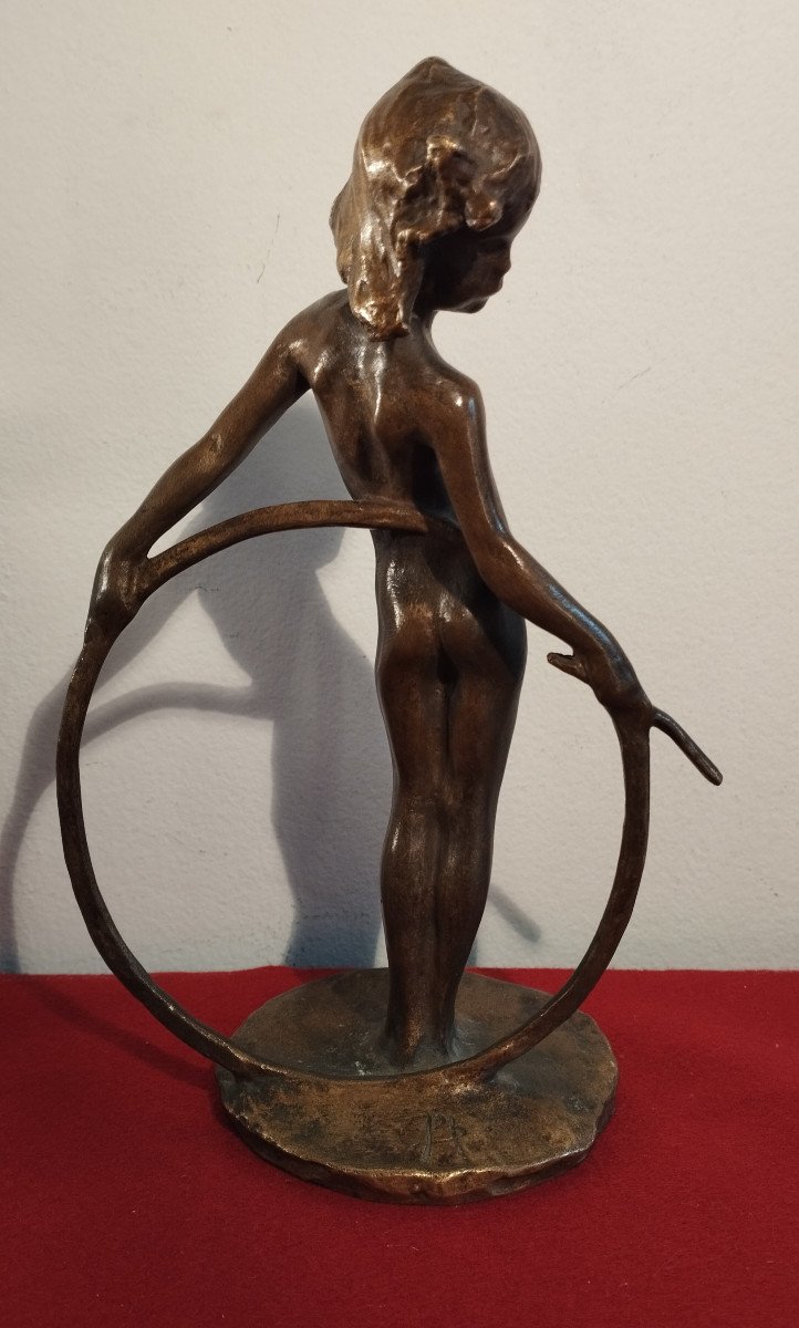 Hoetger Bernhard Bronze The Child With The Hoop-photo-2