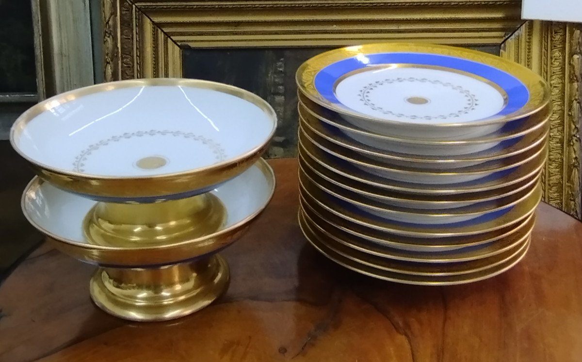 Paris Duhamel Porcelain Service Of 14 Pieces XIX-photo-2
