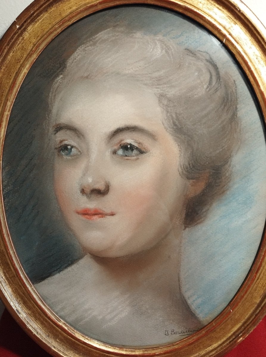 Pastel Medallion Portrait Of A Young Woman XIX