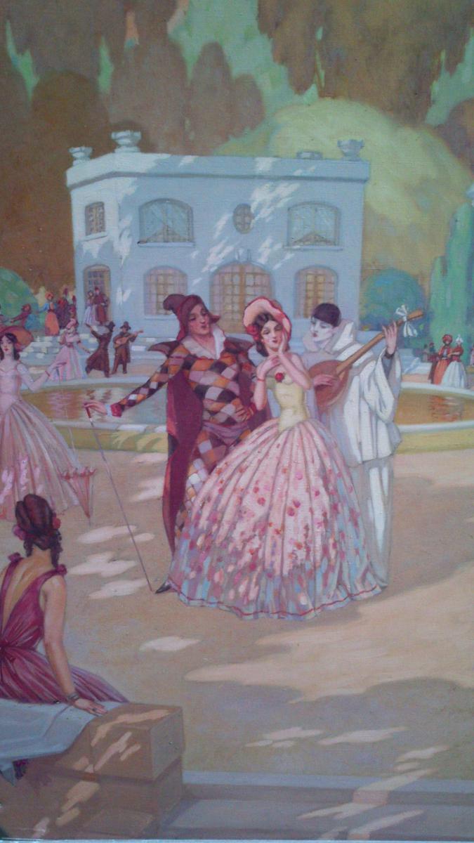 "Bal Déguisé dans Un Parc" par Eugène Riboulet (1883-1972)-photo-4