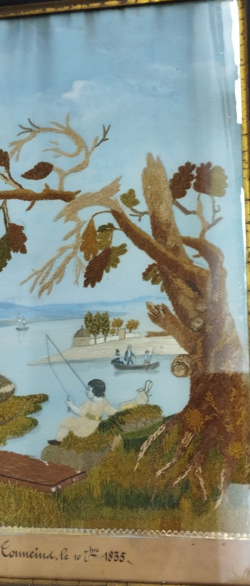 Embroidery Painting "bord Du Lac De Tonneins" 1835-photo-4