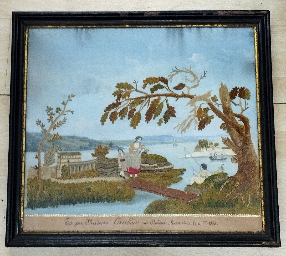 Embroidery Painting "bord Du Lac De Tonneins" 1835-photo-1