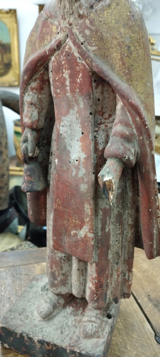 Saint Anthony Wood Sculpture? Saint Gildas? 39cm-photo-2