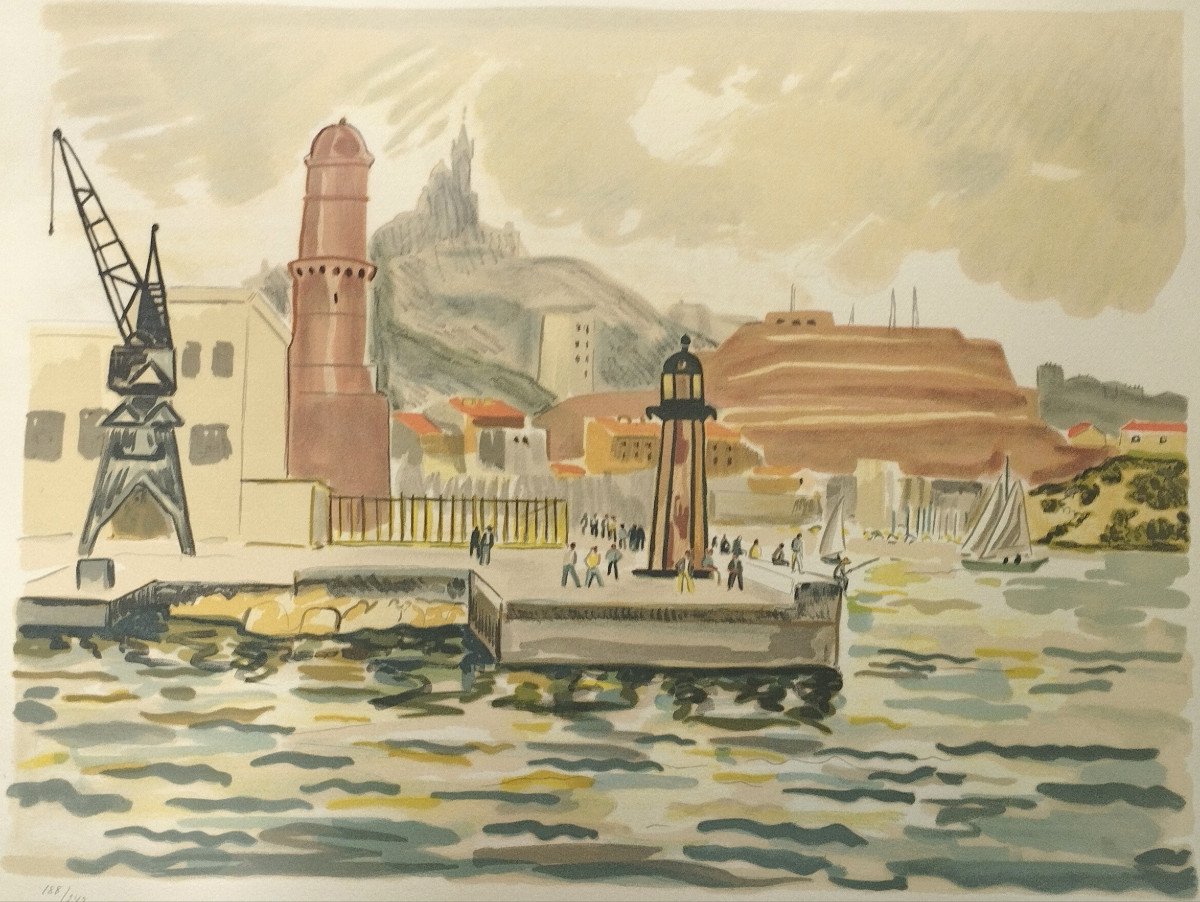 Yves Brayer "marseille Le Fort St Nicolas" Litho. 50 X 65 Cm