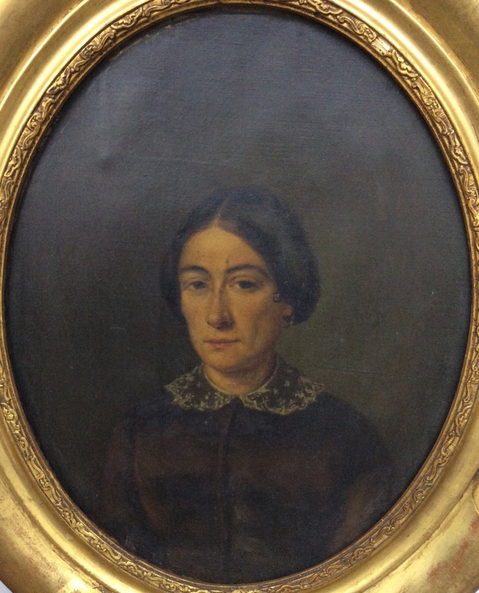 Portrait Of A Woman Oil On Canvas In The 19th Century-photo-2