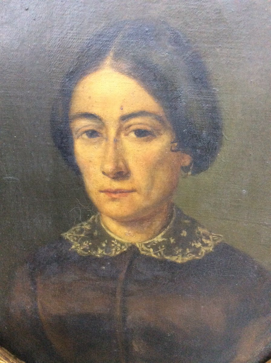Portrait Of A Woman Oil On Canvas In The 19th Century-photo-3