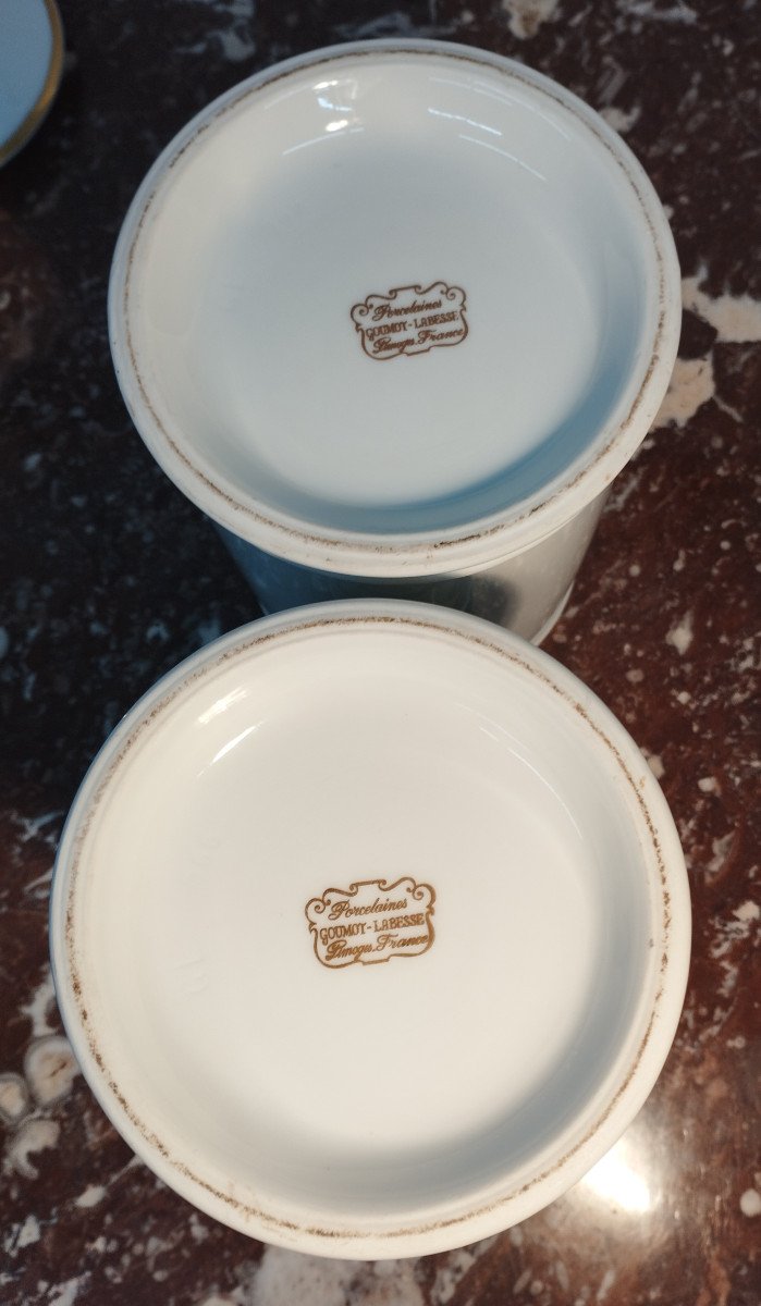 2 Métadier Pharmacy Jars In Limoges Goumoy Porcelain - Labesse XX-photo-3