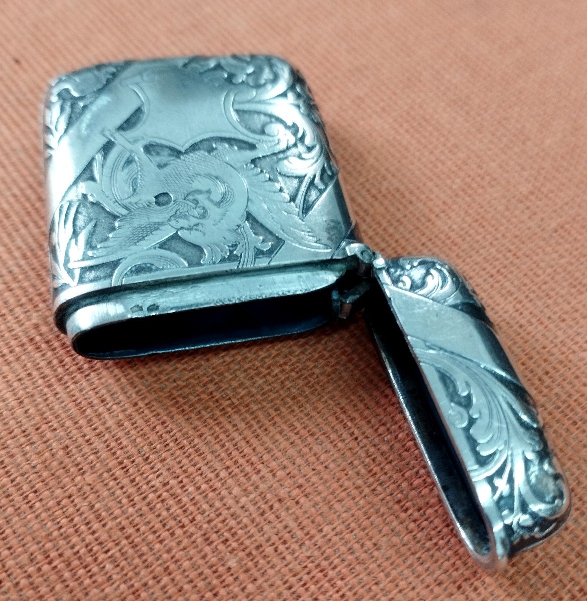Pyrogenic Griffin Match Holder In Silver 19th Century-photo-3