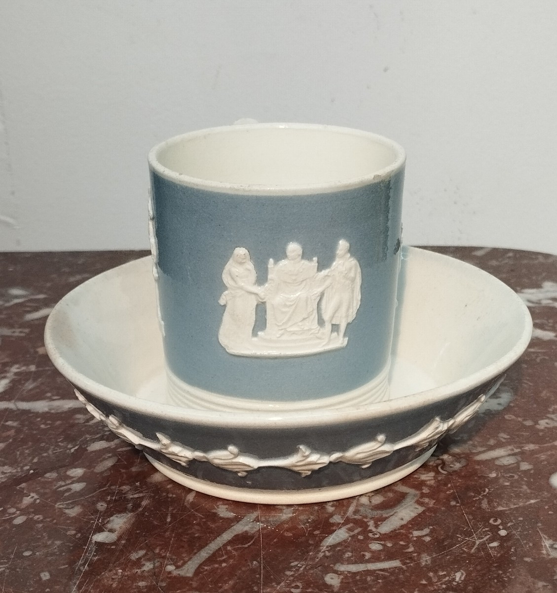 Montereau Earthenware Cup And Saucer, 19th Century-photo-2