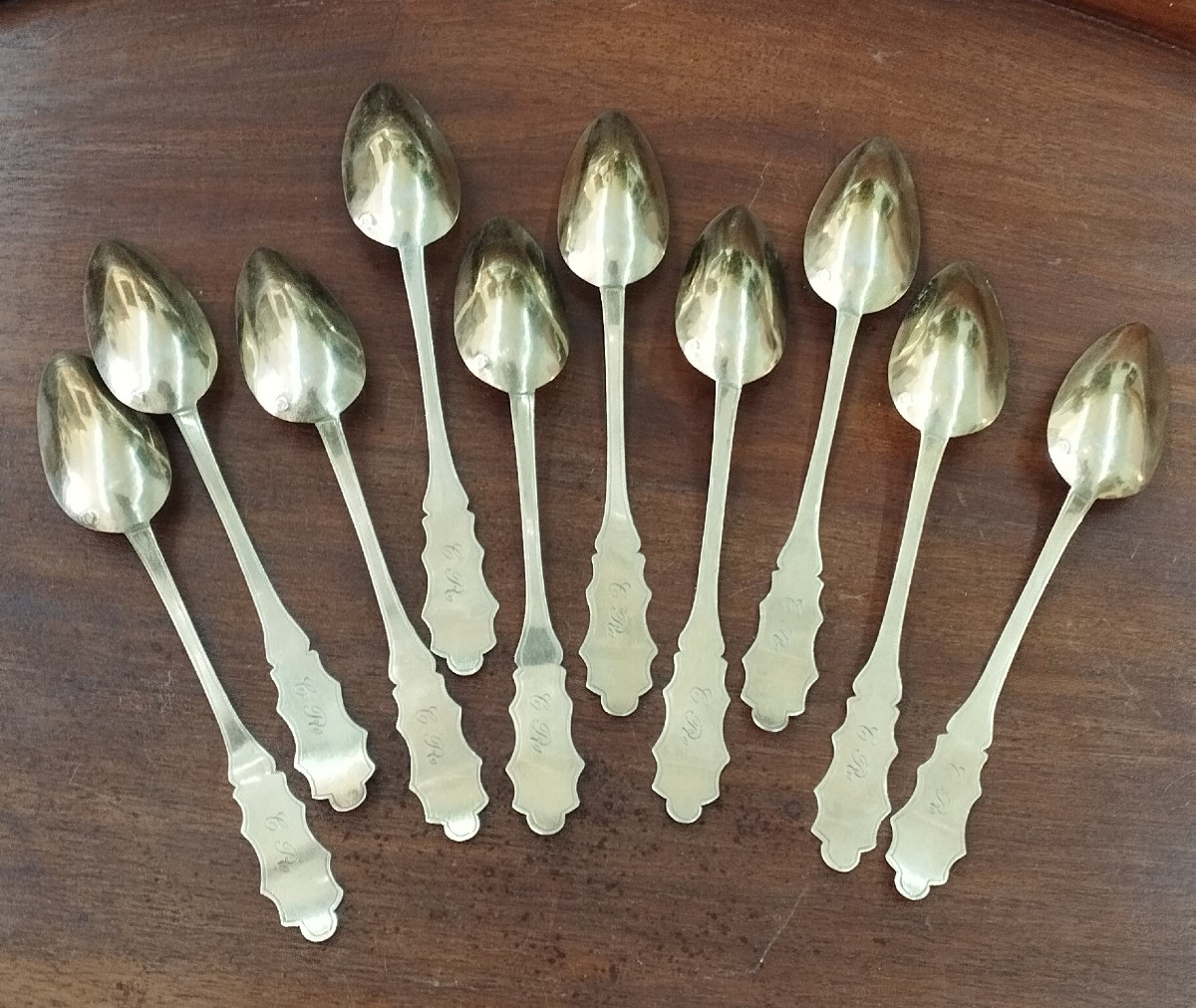10 Petites Cuillères en Argent Vermeillé XIX-photo-3