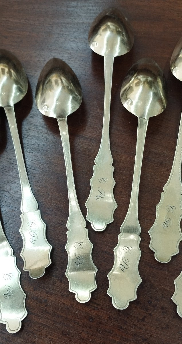 10 Petites Cuillères en Argent Vermeillé XIX-photo-4