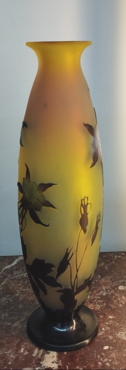 Gallé Columbines Art Nouveau Vase-photo-2