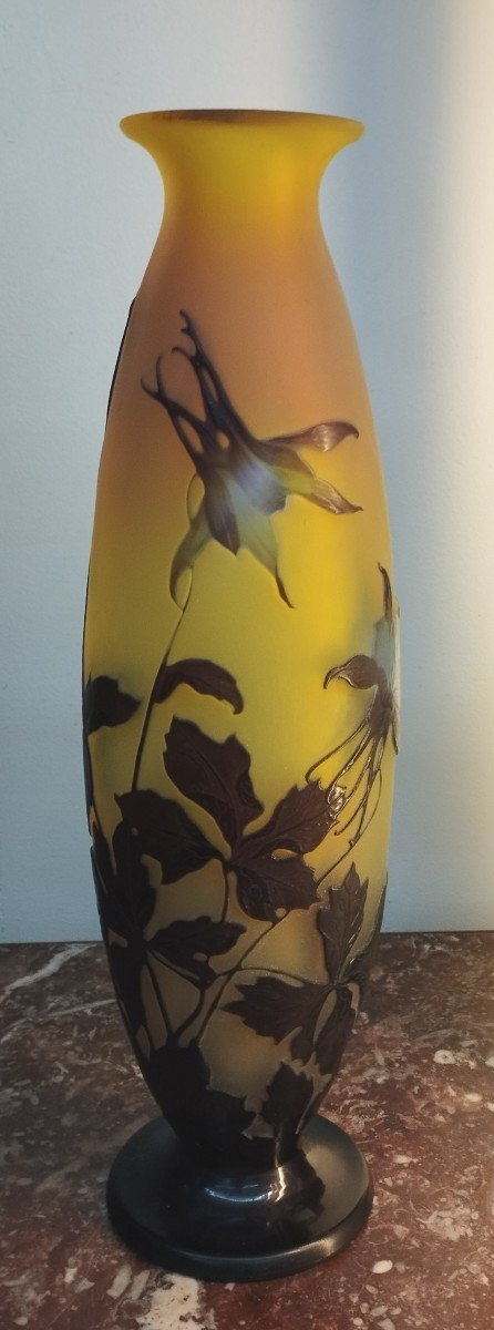 Gallé Columbines Art Nouveau Vase-photo-3