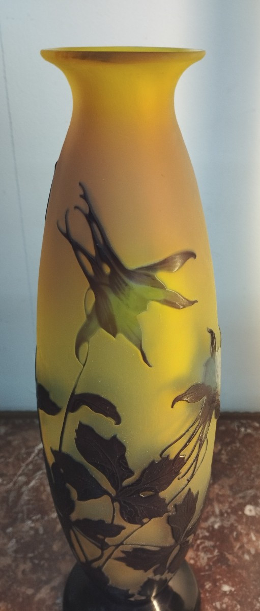 Gallé Columbines Art Nouveau Vase-photo-2