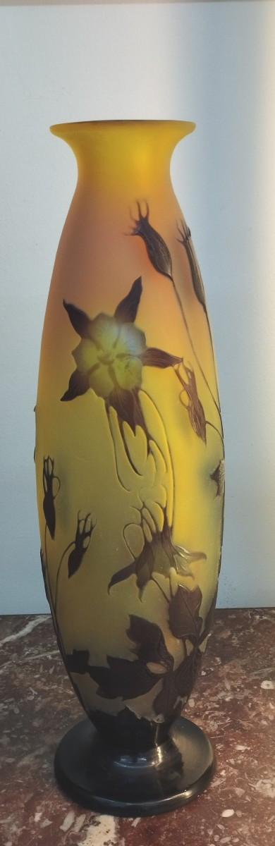 Gallé Columbines Art Nouveau Vase