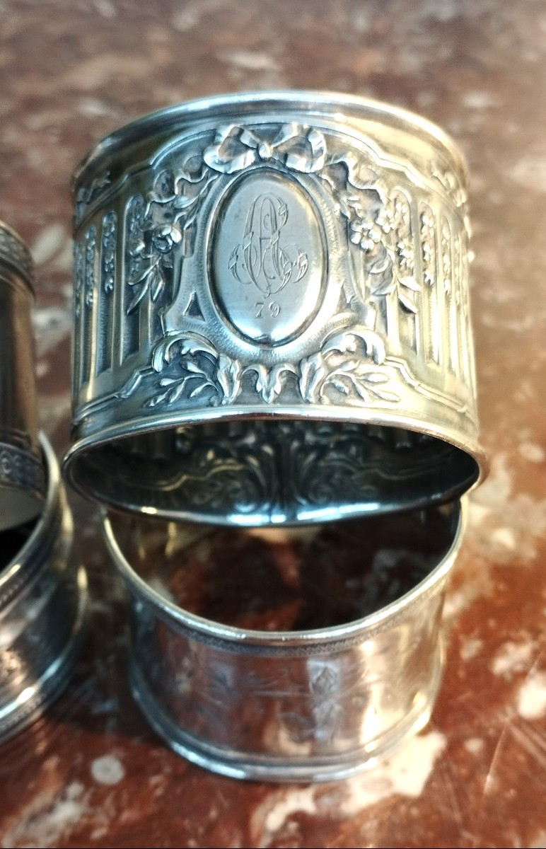 6 ronds de Serviettes en Argent XIX-photo-3