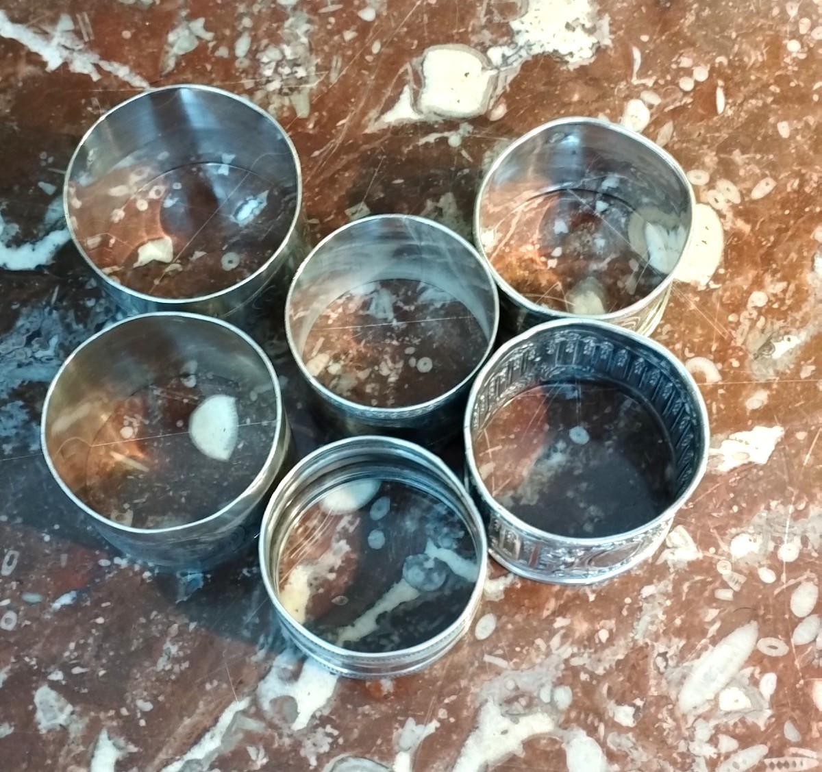 6 ronds de Serviettes en Argent XIX-photo-4