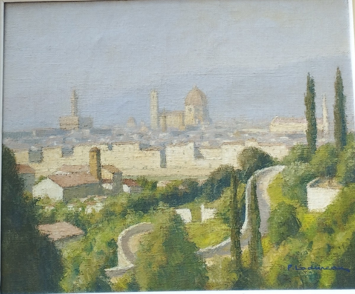 Pierre Ladureau "florence In The Morning" Oil On Canvas-photo-2