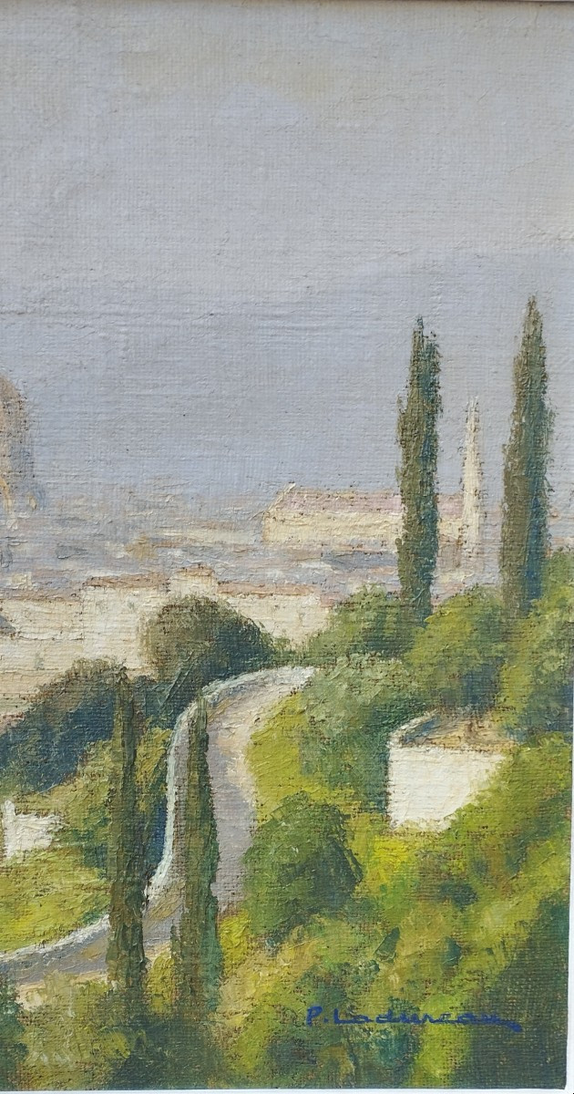 Pierre Ladureau "florence In The Morning" Oil On Canvas-photo-3