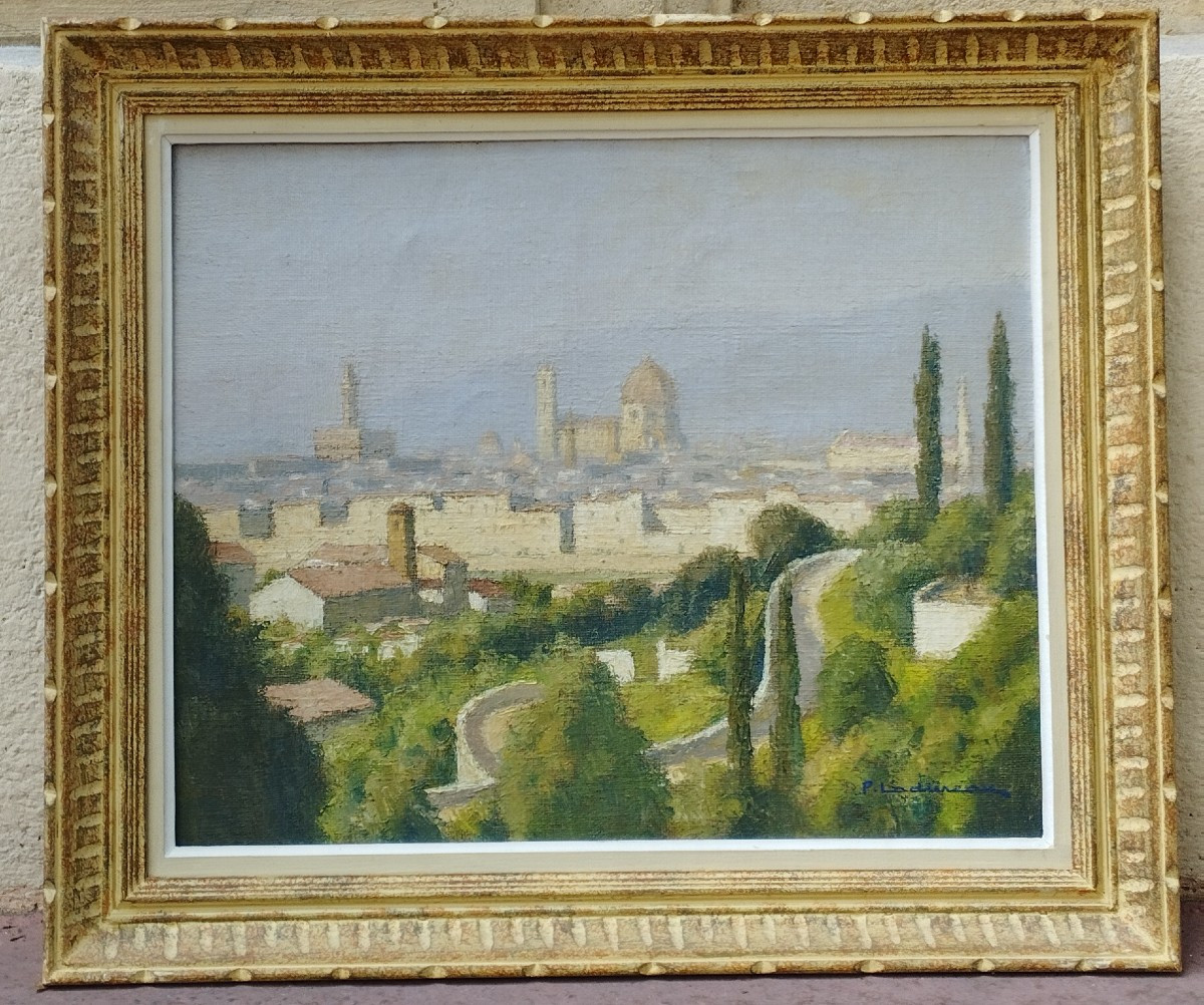 Pierre Ladureau "florence In The Morning" Oil On Canvas