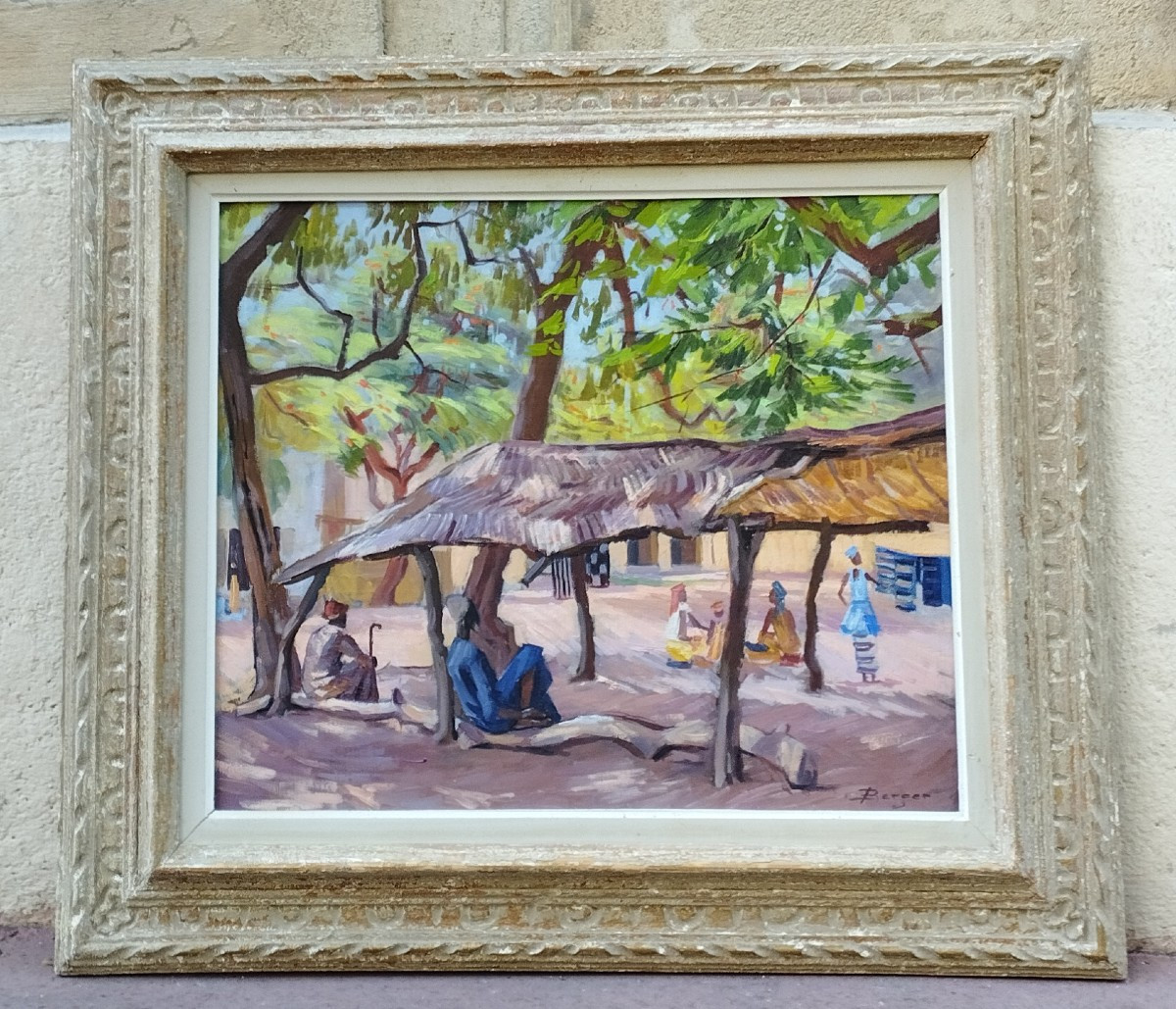 Berger " Village Africain " huile sur toile XX-photo-2