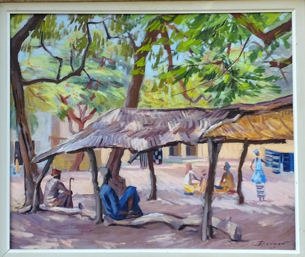 Berger " Village Africain " huile sur toile XX
