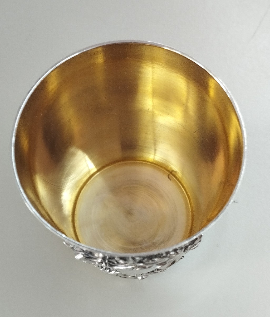 Timbale décorée d'un cartouche rocaille Argent XIX-photo-3