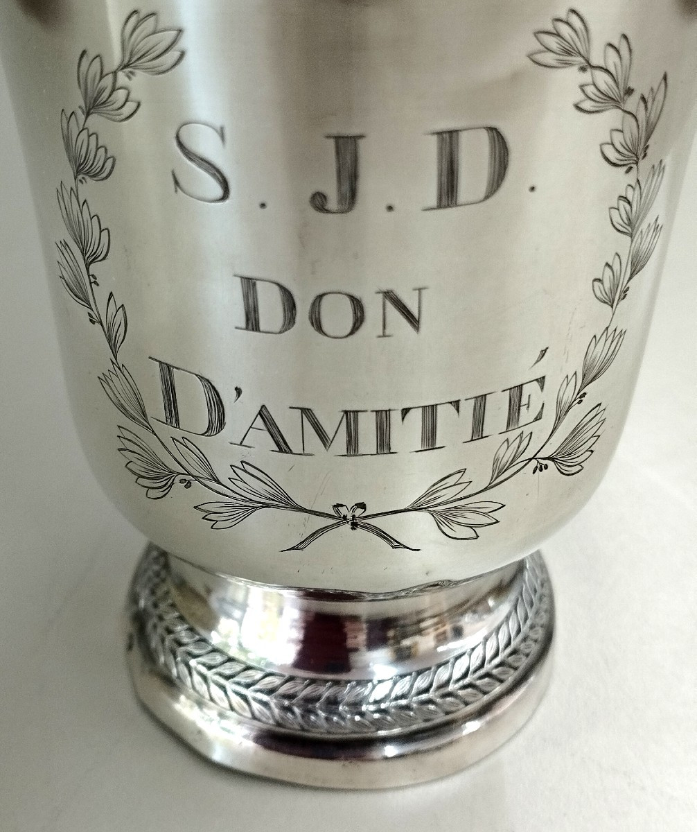 Old Silver Cup "gift Of Friendship" Cooper 19th Century-photo-2