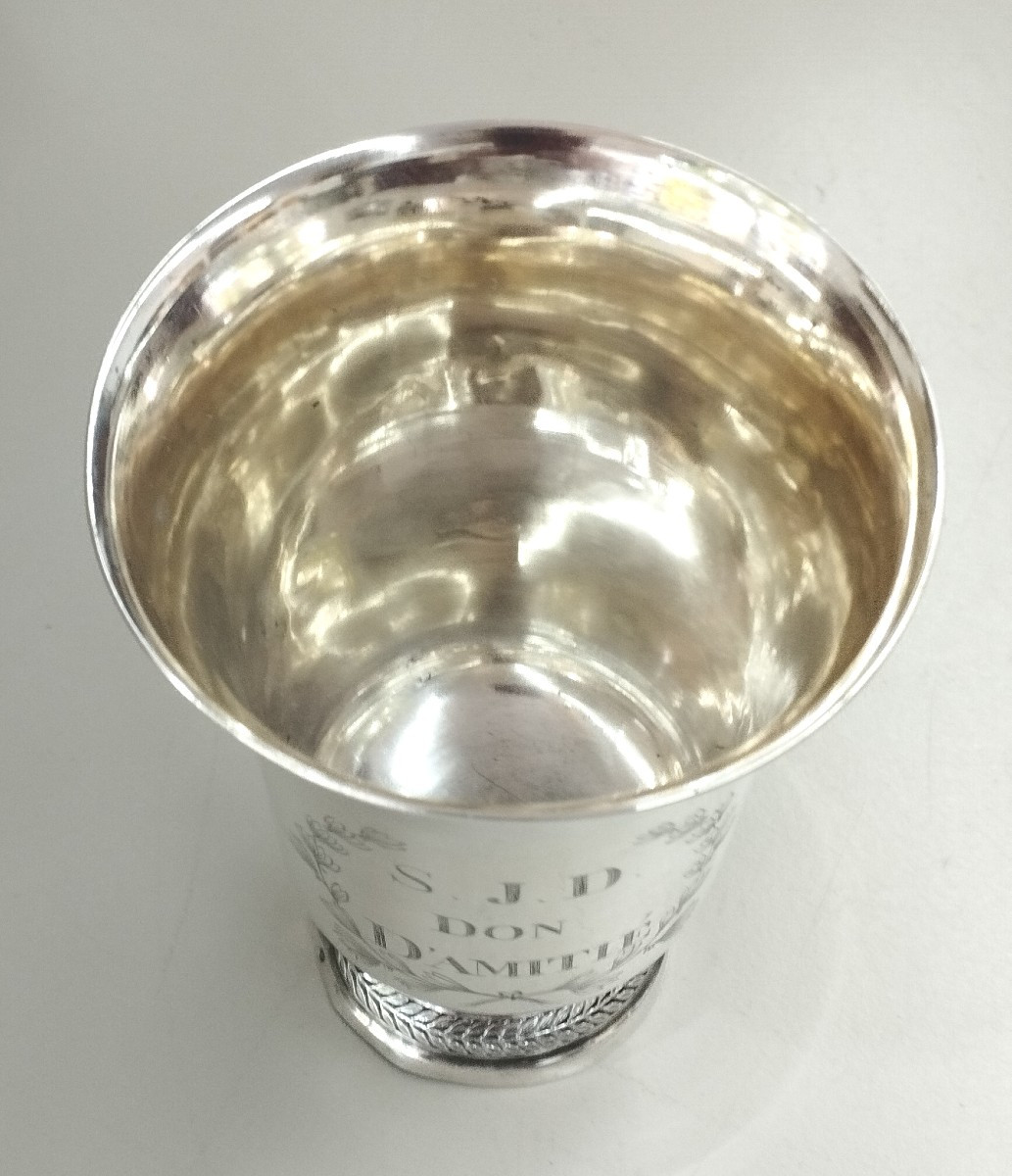 Old Silver Cup "gift Of Friendship" Cooper 19th Century-photo-3