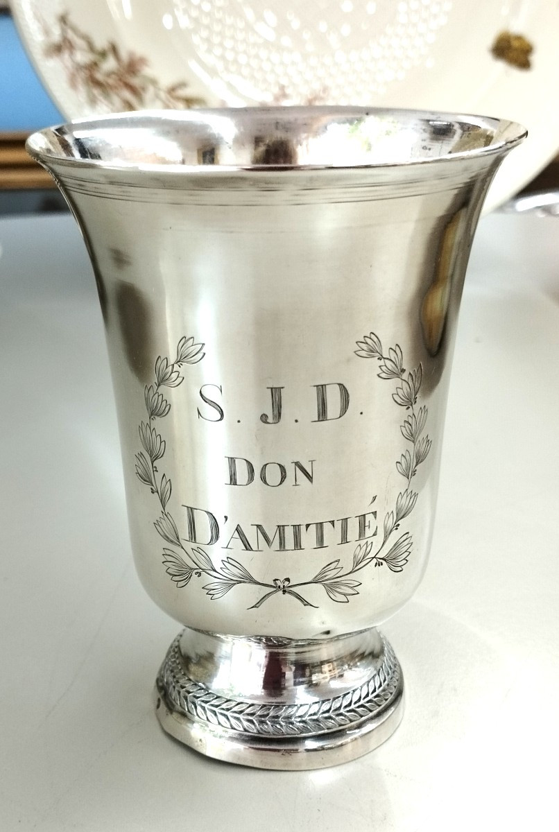 Old Silver Cup "gift Of Friendship" Cooper 19th Century