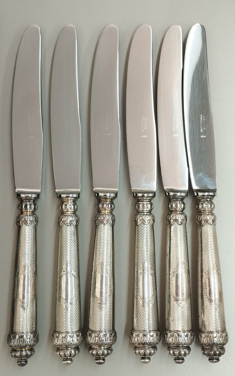 18 Pradel Montpellier 19th Century Silver Dessert Knives-photo-2