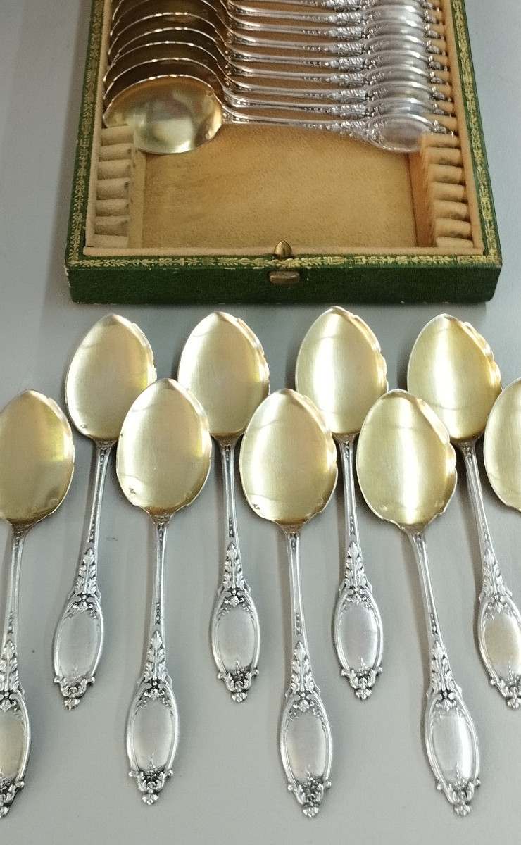 18 Ice Cream Spoons Silver Goldsmith Maillard Frères & Vasou XIX-photo-2