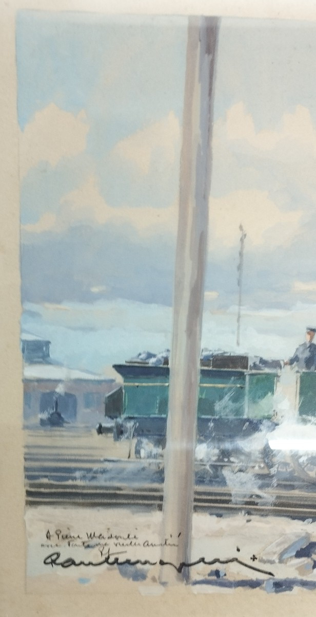 Paul Lengellé Locomotive In Station Gouache XX-photo-2