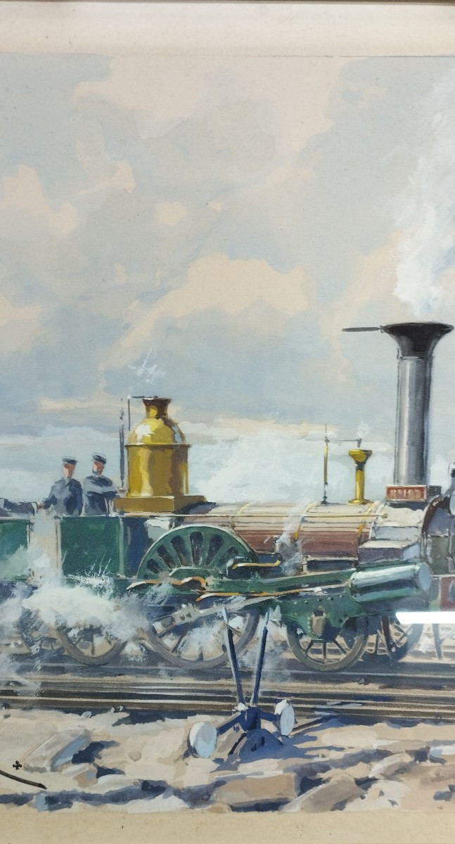 Paul Lengellé Locomotive In Station Gouache XX-photo-3