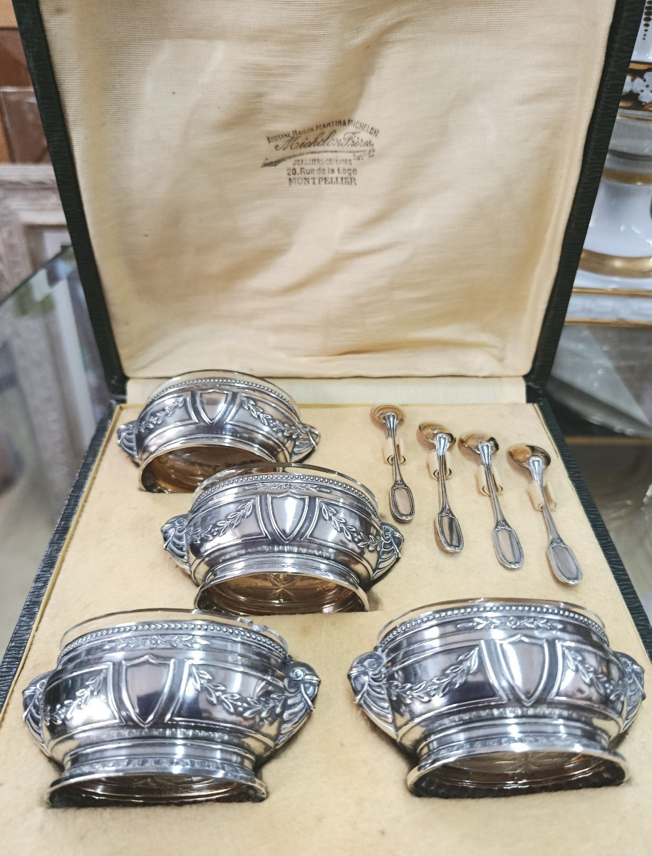 Box Of 4 Silver Salt Cellars Minerva T. Frères 1903-photo-2
