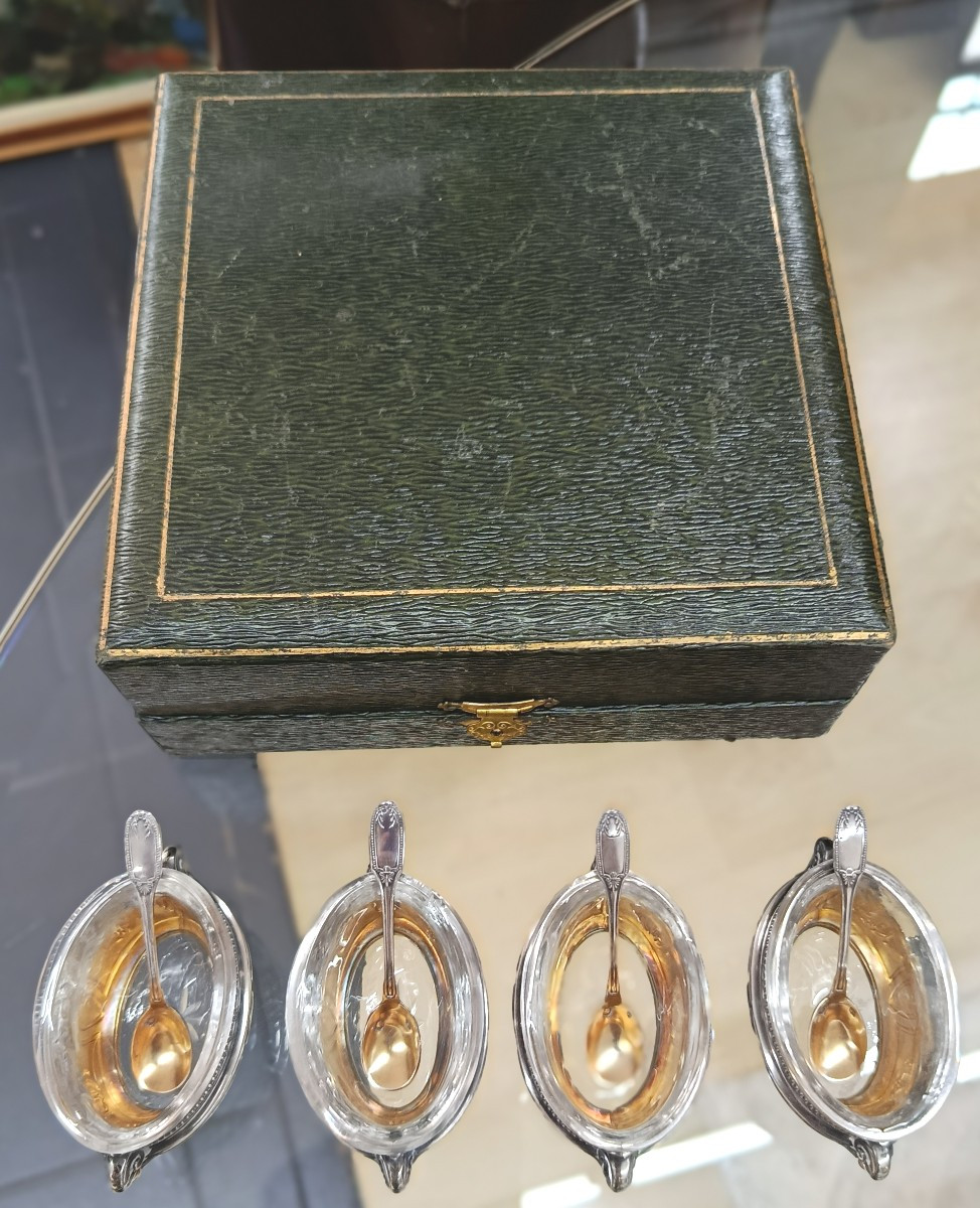 Box Of 4 Silver Salt Cellars Minerva T. Frères 1903-photo-2