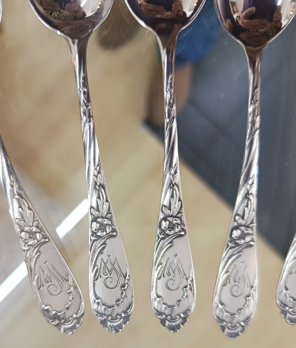 Set Of 6 Small Silver Spoons 800  Germany -photo-4