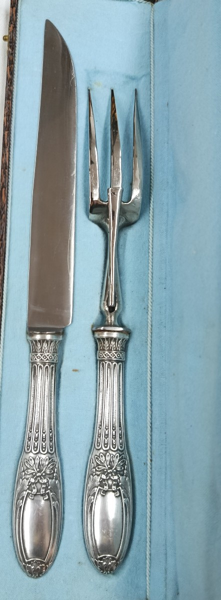 4 couverts de service en métal argenté fourré -photo-4