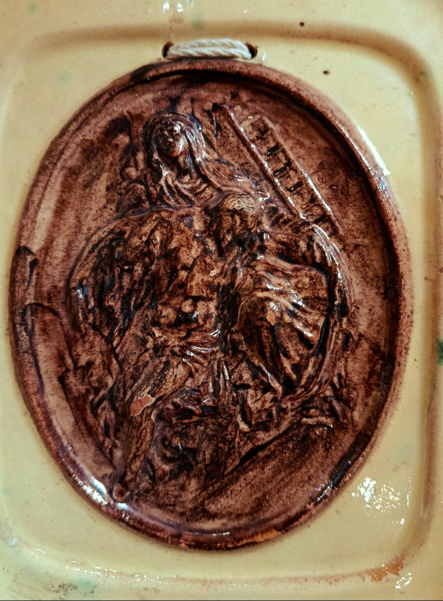 Wall Ceramic "deposition Of Christ" 19th Century-photo-3
