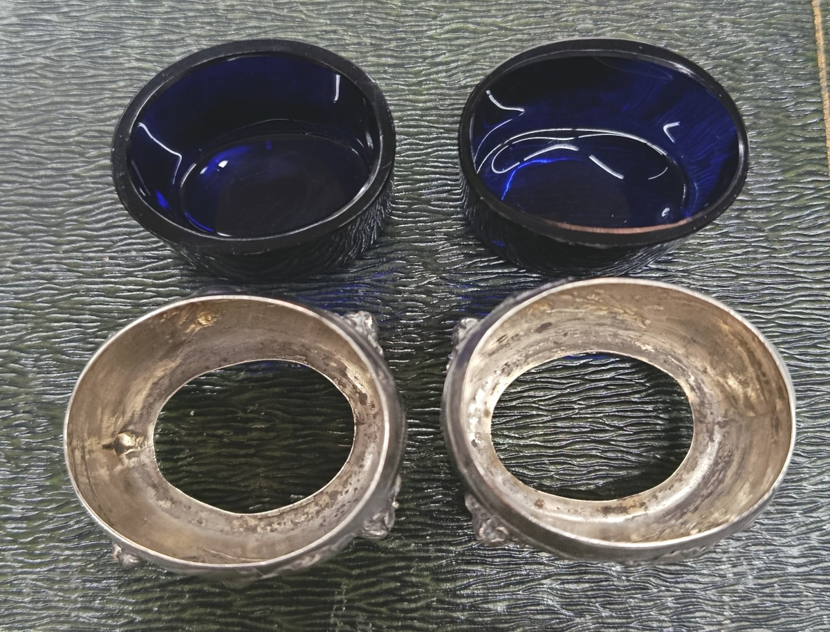Pair Of Art Nouveau Silver Salt Cellars -photo-3